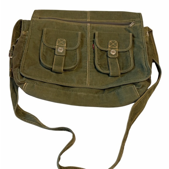 Levi’s Green Corduroy Messenger Bag-Flap style Pocket- Numerous pockets - Picture 1 of 10